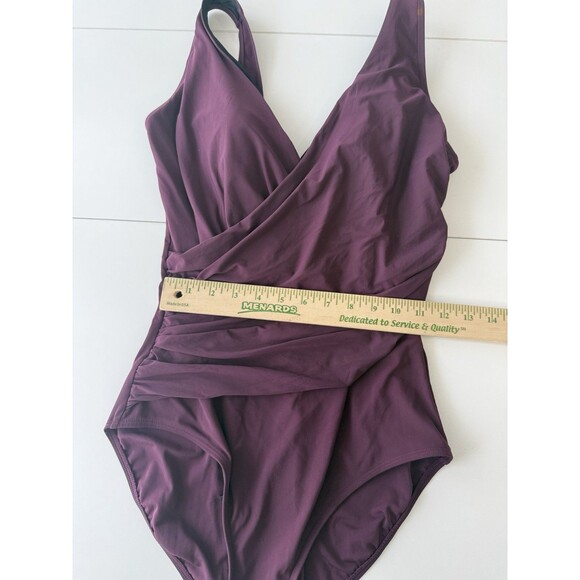 L.L.Bean Cross Front One Piece Swimsuit Size 12 purple - Picture 6 of 12